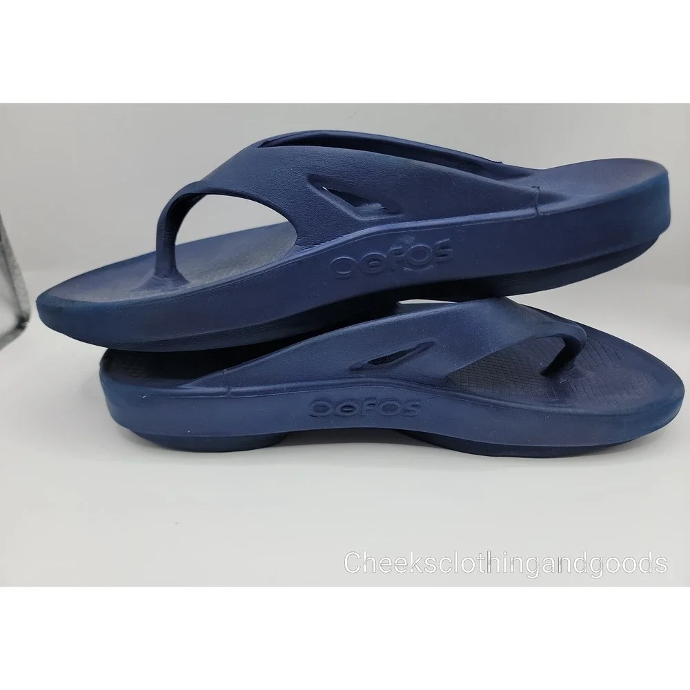 Oofos OOriginal Navy Blue Recovery Thong Sandals Mens 11 Womens 13 EU 44